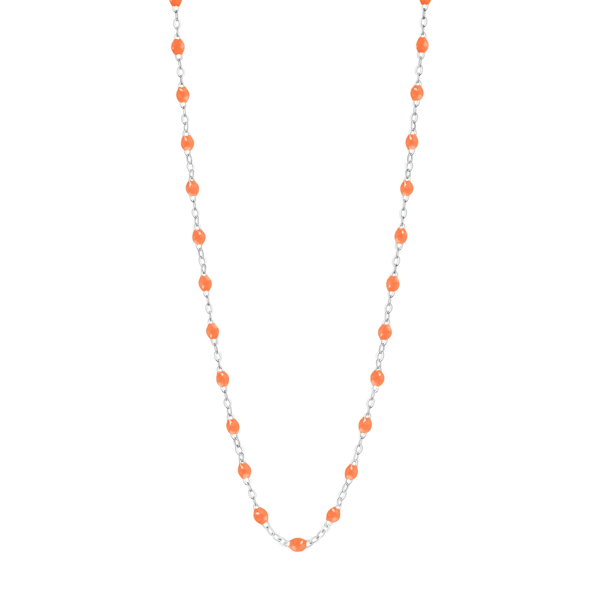 Collier Gigi Clozeau orange fluo Classique or blanc 18 carats et perles de résine