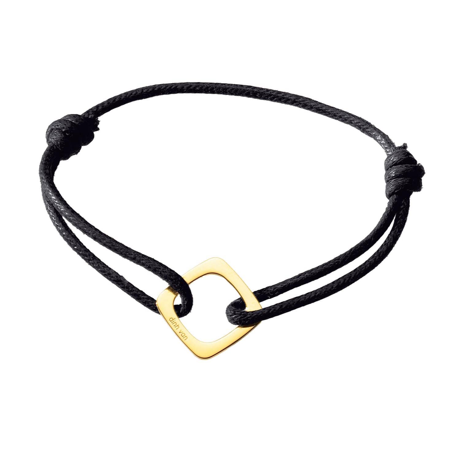 Bracelet Impression Dinh van grand modèle or jaune et cordon