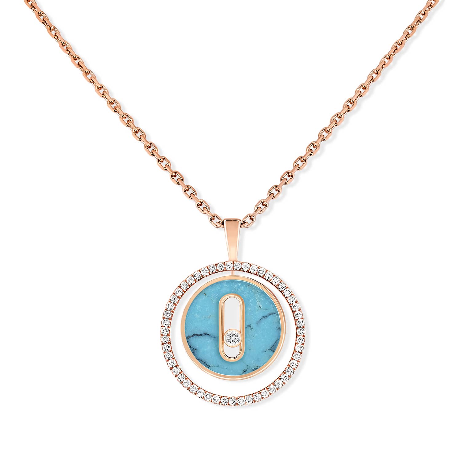 Collier Lucky Move or rose, turquoise et diamants Messika