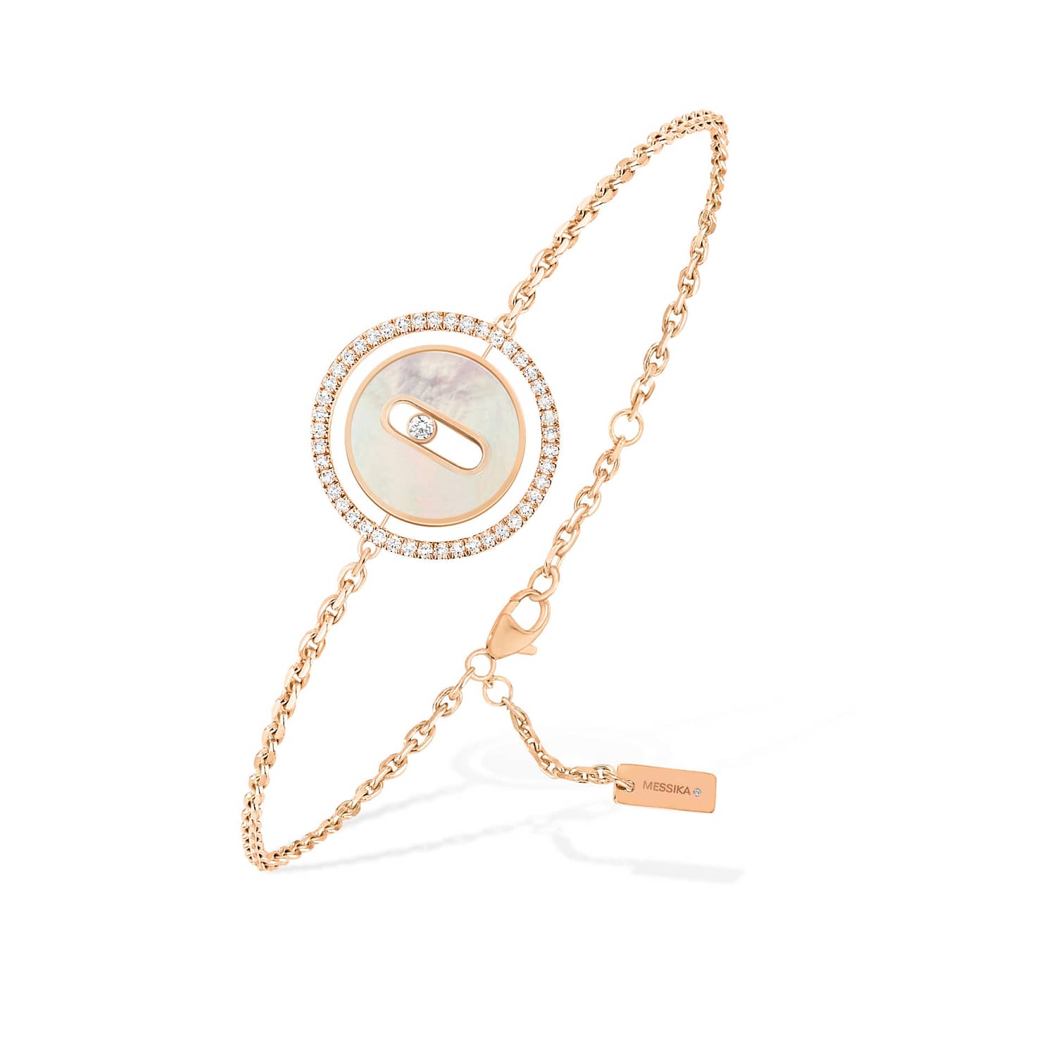 Bracelet Lucky Move or rose, nacre blanche et diamants Messika