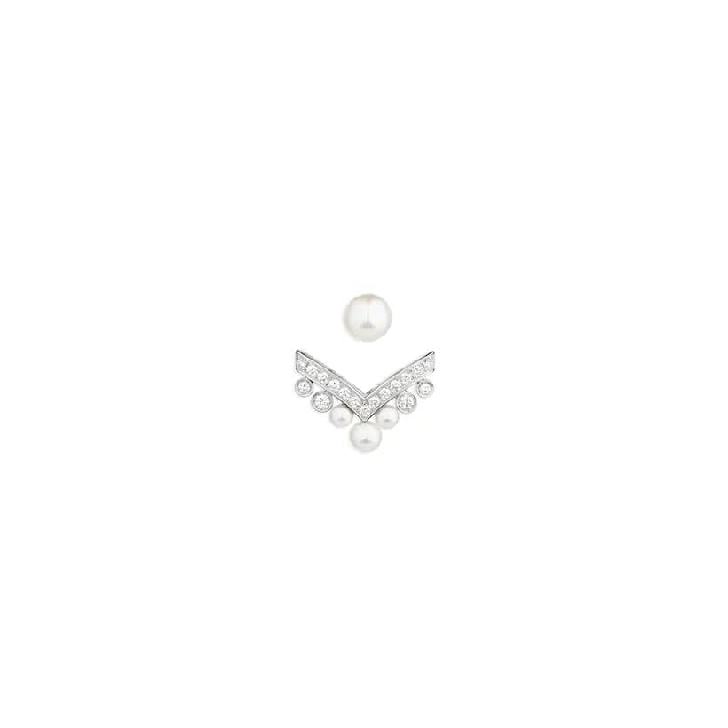 Boucle d'oreille Joséphine Chaumet Aigrette or blanc, perles et diamants