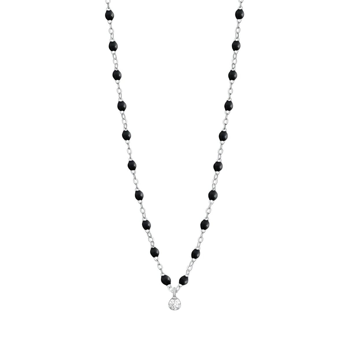 Collier Gigi Clozeau noir Suprême or blanc 18 carats, diamant et perles de résine