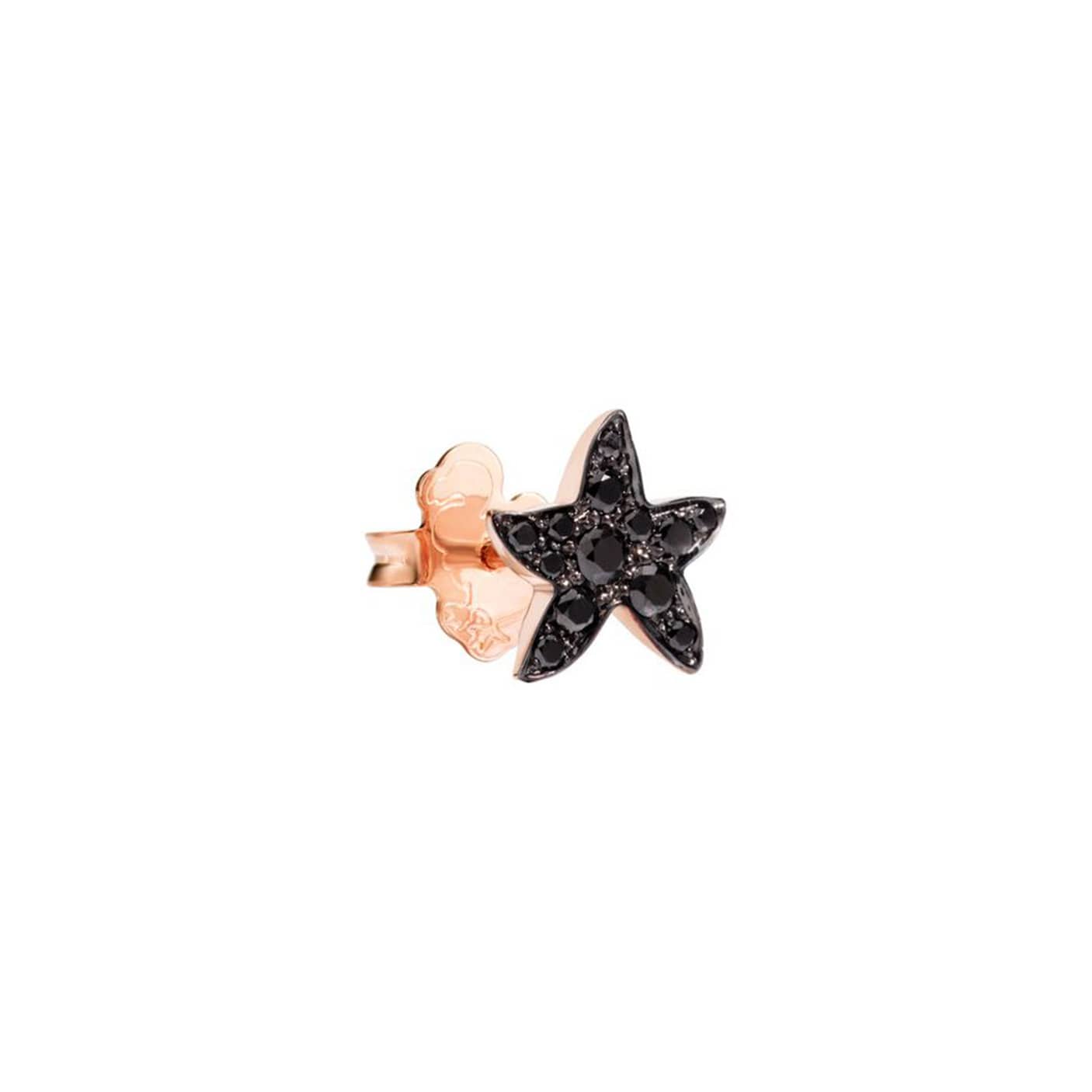 Boucle d'oreille étoile diamants noirs traitésbleus or rose Stellina de Dodo