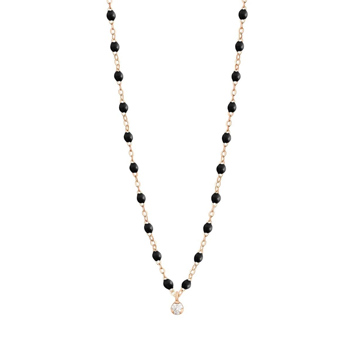 Collier Gigi Clozeau noir Suprême or rose 18 carats, diamant et perles de résine