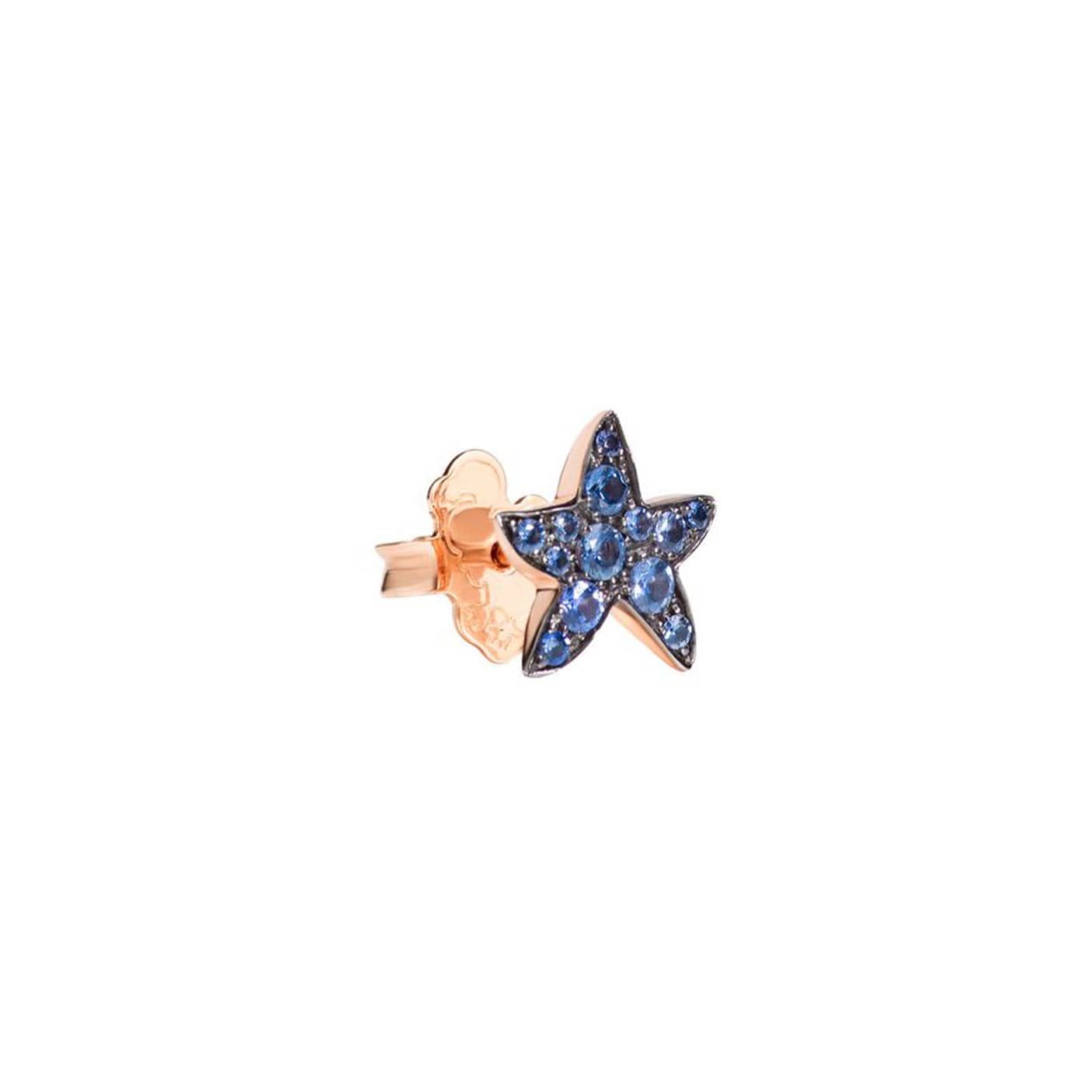 Boucle d'oreille étoile saphirs bleus or rose Stellina de Dodo